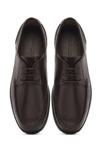 کفش مردانه چرم قهوه‌ای بندی کژوال دری مد