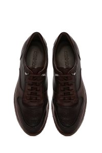 کفش مردانه چرم قهوه‌ای بندی کژوال دری مد