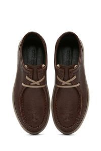 کفش مردانه چرم قهوه‌ای بندی کژوال دری مد