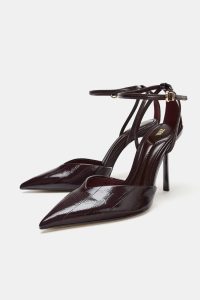 کفش پاشنه بلند زنانه ورنی مصنوعی پشت باز بندی زارا – ZARA