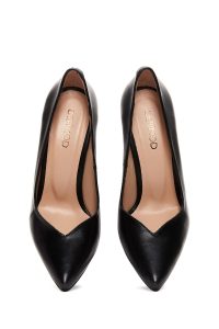 کفش پاشنه دار چرم پاشنه نازک مشکی زنانه دری مد