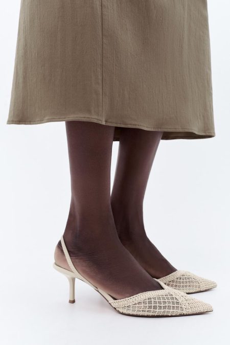 کفش پاشنه‌دار زنانه پشت باز بافت‌دار زارا – ZARA