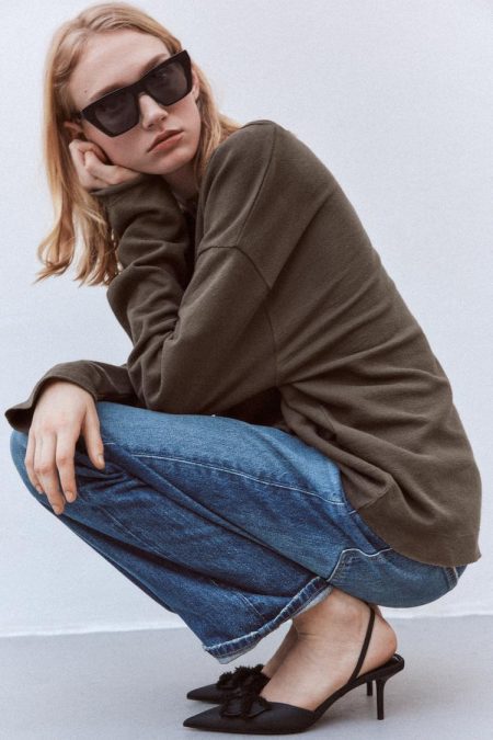 کفش پاشنه‌دار زنانه پشت باز پاپیون‌دار زارا – ZARA