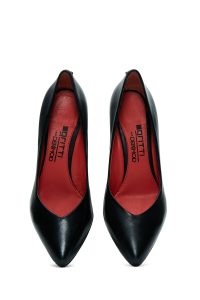 کفش چرمی مشکی زنانه کفش پاشنه دار دری مد