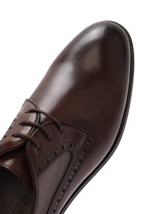 کفش کلاسیک مردانه قهوه‌ای چرمی بنددار دری مد