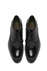 کفش کلاسیک مردانه مشکی چرمی براق بنددار دری مد