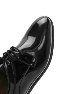 کفش کلاسیک مردانه مشکی چرمی براق بنددار دری مد