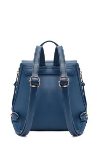 کوله پشتی آبی چاپی با اکسسوری دری مد