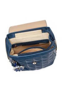 کوله پشتی آبی چاپی با اکسسوری دری مد