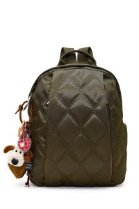 کوله پشتی خاکی لحافی با اکسسوری دری مد