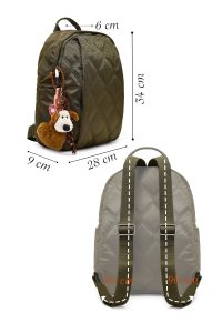 کوله پشتی خاکی لحافی با اکسسوری دری مد