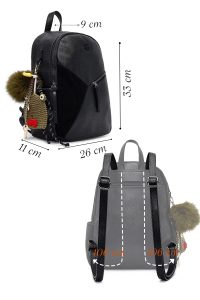 کوله پشتی مشکی با اکسسوری دری مد