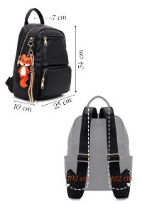 کوله پشتی مشکی با چرم و چارم دری مد