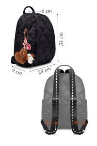 کوله پشتی مشکی لحافی با اکسسوری دری مد