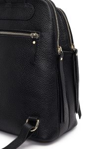 کوله پشتی مشکی چرمی دری مد