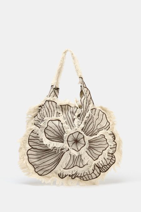 کیف توت زنانه گلدوزی گل‌دار بزرگ زارا – ZARA