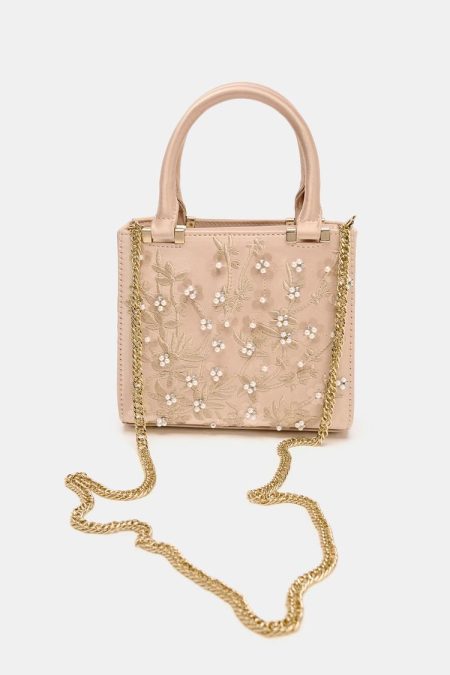 کیف دستی زنانه ساختارمند گلدوزی‌شده زارا – ZARA