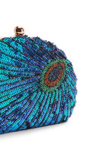 کیف زنانه آبی بلند زنجیری پولکی مکعبی ابی دری مد