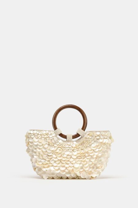 کیف زنانه اپلیکه مرواریدی براق زارا – ZARA