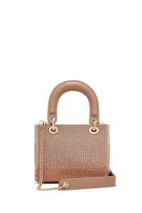 کیف زنانه بژ بلند با جزئیات سنگی مینی ابی دری مد