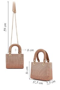 کیف زنانه بژ بلند با جزئیات سنگی مینی ابی دری مد