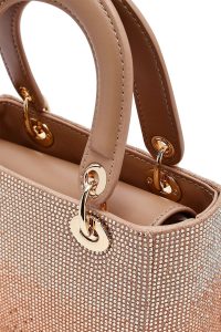 کیف زنانه بژ بلند با جزئیات سنگی مینی ابی دری مد