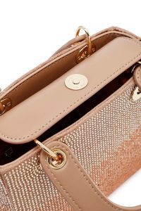 کیف زنانه بژ بلند با جزئیات سنگی مینی ابی دری مد