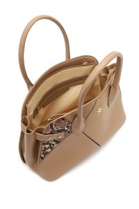 کیف زنانه بژ بلند طرح‌دار دری مد