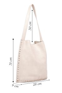 کیف زنانه بژ طرح‌دار دری مد