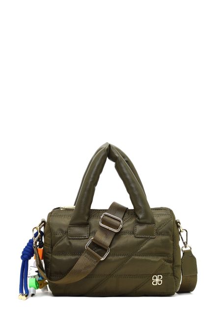 کیف زنانه خاکی بلند بنددار پارچه‌ای دری مد