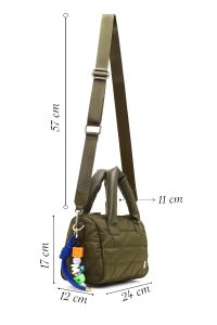 کیف زنانه خاکی بلند بنددار پارچه‌ای دری مد