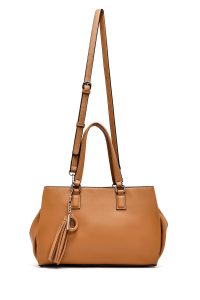 کیف زنانه دستی عسلی بند بلند دری مد