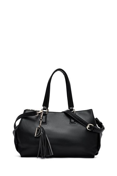 کیف زنانه دستی مشکی بند بلند دری مد