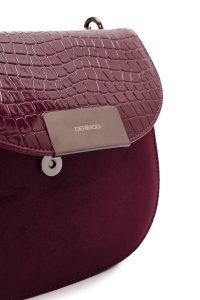 کیف زنانه زرشکی بند زنجیری طرح‌دار دری مد