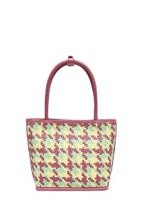 کیف زنانه صورتی بافت دری مد