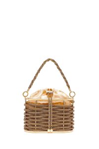 کیف زنانه طلایی با جزئیات سنگی مکعبی ابی دری مد