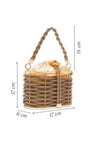 کیف زنانه طلایی با جزئیات سنگی مکعبی ابی دری مد