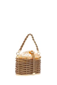 کیف زنانه طلایی با جزئیات سنگی مکعبی ابی دری مد