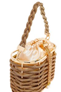 کیف زنانه طلایی با جزئیات سنگی مکعبی ابی دری مد