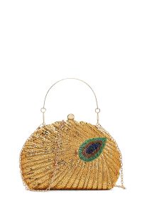 کیف زنانه طلایی بلند زنجیری پولکی مکعبی ابی دری مد