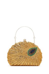 کیف زنانه طلایی بلند زنجیری پولکی مکعبی ابی دری مد