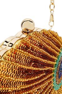 کیف زنانه طلایی بلند زنجیری پولکی مکعبی ابی دری مد