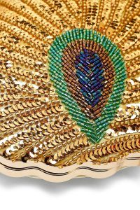 کیف زنانه طلایی بلند زنجیری پولکی مکعبی ابی دری مد