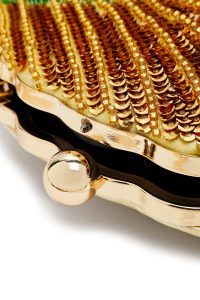 کیف زنانه طلایی بلند زنجیری پولکی مکعبی ابی دری مد