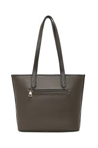 کیف زنانه طوسی بلند بنددار با اکسسوری دری مد