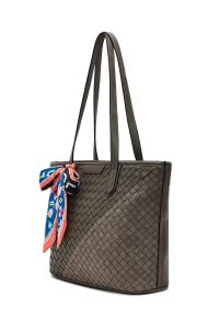 کیف زنانه طوسی بلند بنددار با اکسسوری دری مد