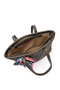 کیف زنانه طوسی بلند بنددار با اکسسوری دری مد