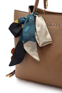 کیف زنانه طوسی بلند بنددار با اکسسوری دری مد