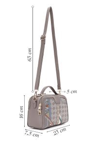 کیف زنانه طوسی بلند طرح‌دار دری مد