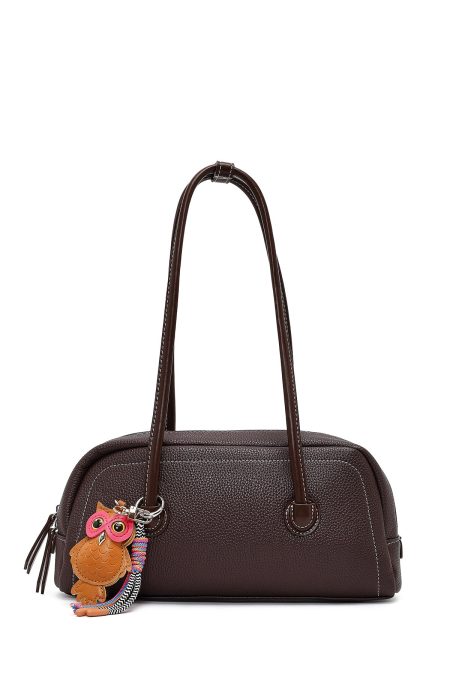 کیف زنانه قهوه‌ای با اکسسوری دری مد